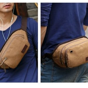 Noblag Canvas Sling Fanny Pack Chest Bag Khaki